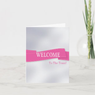 Pink Ribbon with White Border Cute Welcome Card