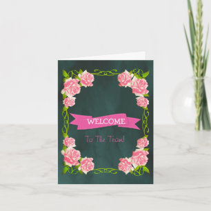 Pink Ribbon with White Border Cute Welcome Card