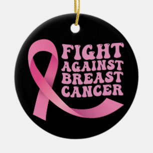 Pink Ribbon Women Cancer Awareness Breast Cancer  Ceramic Tree Decoration