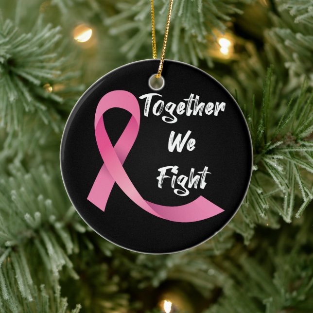 Pink Ribbon Women Cancer Awareness Breast Cancer  Ceramic Tree Decoration (Tree)