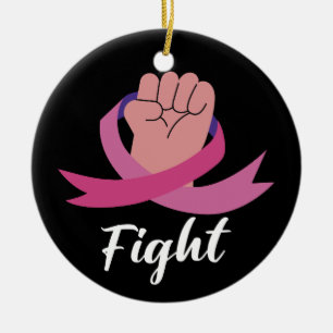 Pink Ribbon Women Cancer Awareness Breast Cancer  Ceramic Tree Decoration