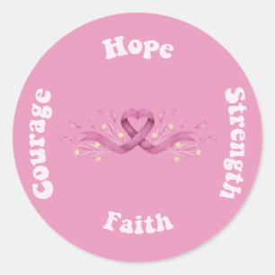 Pink Ribbon Women Cancer Awareness Breast Cancer  Classic Round Sticker