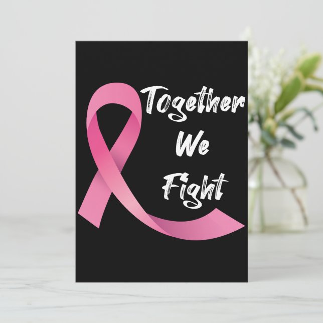 Pink Ribbon Women Cancer Awareness Breast Cancer  Invitation (Standing Front)
