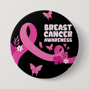 Pink Ribbon Women Cancer Breast Cancer Awareness  7.5 Cm Round Badge