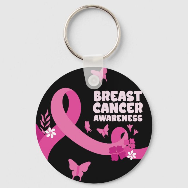 Pink Ribbon Women Cancer Breast Cancer Awareness  Key Ring (Front)