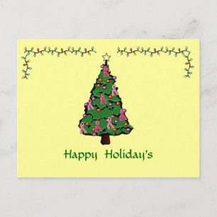 Pink Ribbon Xmas Postcard