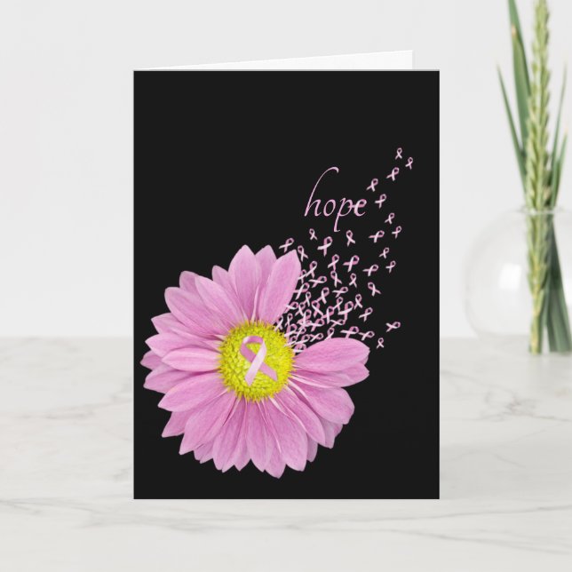 Pink Ribbons and Daisy Card (Front)