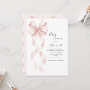 Pink Ribbons & Bows Elegant Baby Invitation