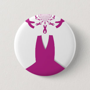 Pink Ribbons Breast Cancer Awareness Art Print 6 Cm Round Badge