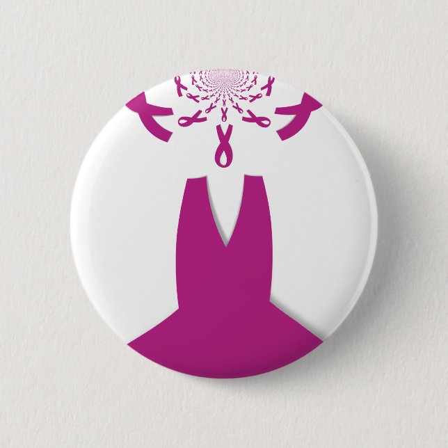 Pink Ribbons Breast Cancer Awareness Art Print 6 Cm Round Badge (Front)
