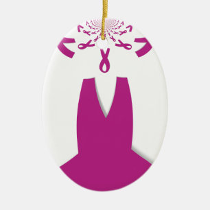 Pink Ribbons Breast Cancer Awareness Art Print Ceramic Tree Decoration