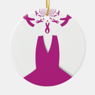 Pink Ribbons Breast Cancer Awareness Art Print Ceramic Tree Decoration