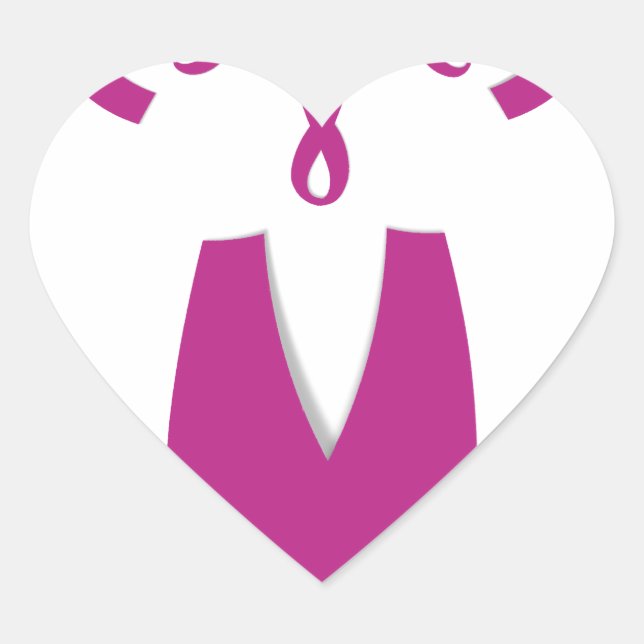 Pink Ribbons Breast Cancer Awareness Art Print Heart Sticker (Front)