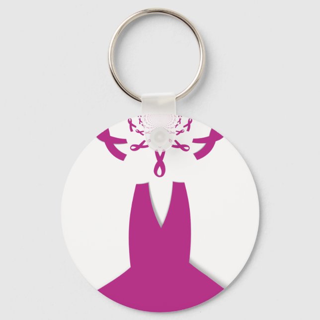 Pink Ribbons Breast Cancer Awareness Art Print Key Ring (Front)