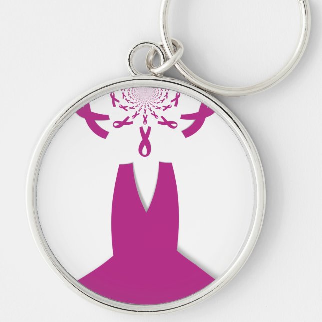 Pink Ribbons Breast Cancer Awareness Art Print Key Ring (Front)