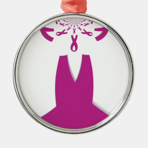 Pink Ribbons Breast Cancer Awareness Art Print Metal Tree Decoration
