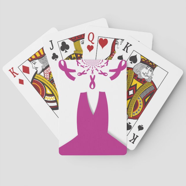 Pink Ribbons Breast Cancer Awareness Art Print Playing Cards (Back)