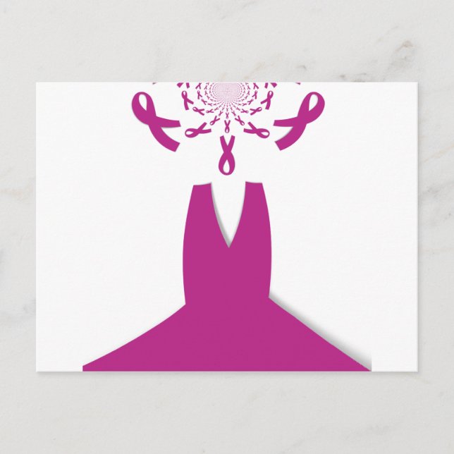 Pink Ribbons Breast Cancer Awareness Art Print Postcard (Front)
