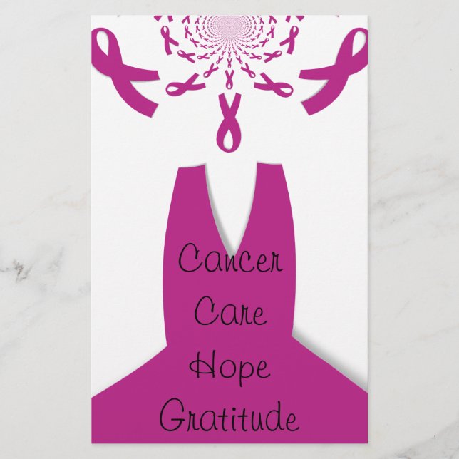 Pink Ribbons Breast Cancer Awareness Art Print Stationery (Front)