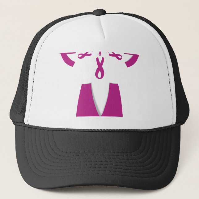 Pink Ribbons Breast Cancer Awareness Art Print Trucker Hat (Front)