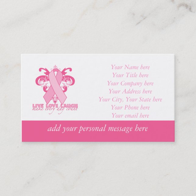 Pink Ribbons Every Day Business Card (Front)