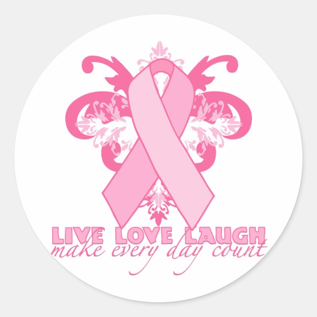 Pink Ribbons Every Day Classic Round Sticker (Front)