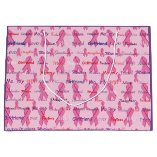 Pink Ribbons for cancer awareness and Support Large Gift Bag