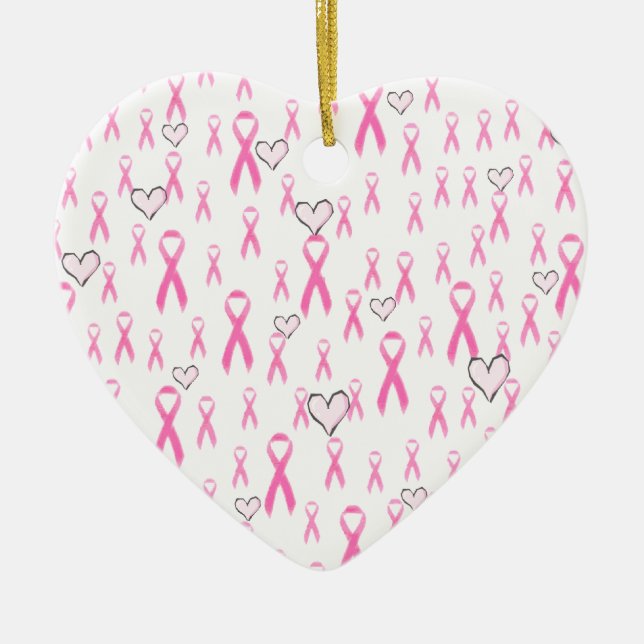 Pink Ribbons,I Care!_ Ceramic Tree Decoration (Front)