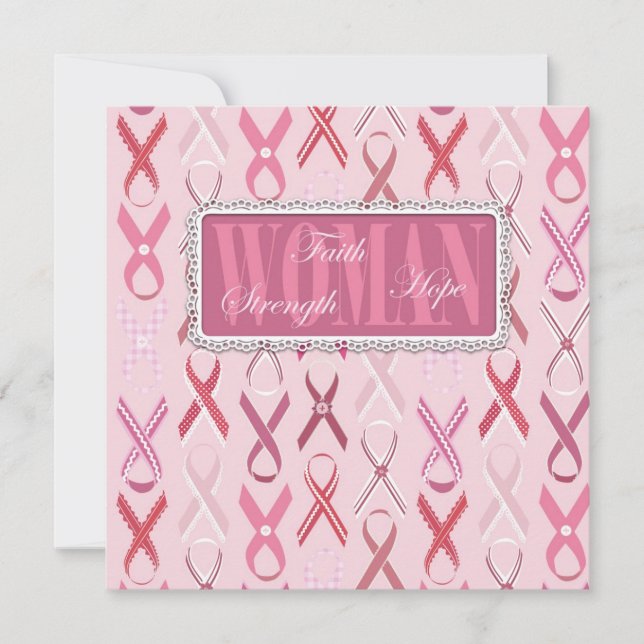 Pink Ribbons Invitation Square (Front)