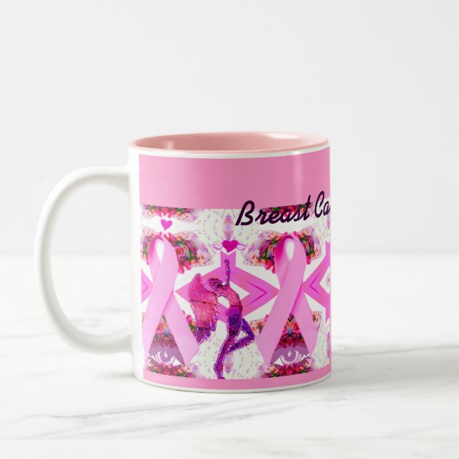 Pink Ribbons of Love & Hope_ Two-Tone Coffee Mug (Left)