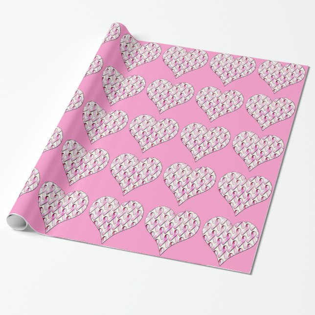 PINK RIBBONS PATTERN WRAPPING PAPER (Unrolled)
