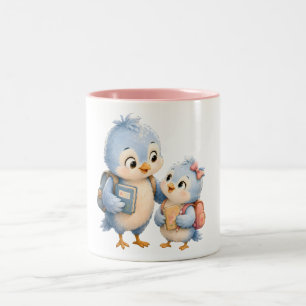 Pink Rim Mug Bird Brother Sister