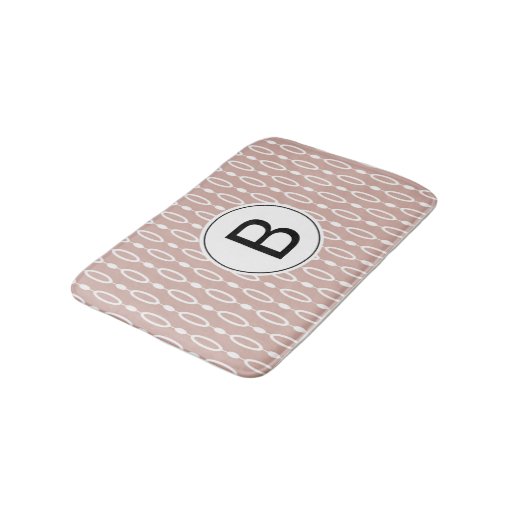 Image of Pink Rings And Beads Pattern with Custom Monogram Bath Mat