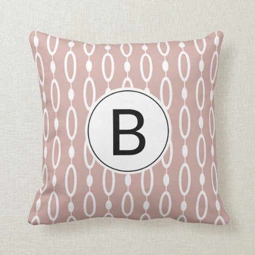 Image of Pink Rings And Beads Pattern with Custom Monogram Cushion