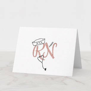 Pink RN nurse photo thank you + message Card