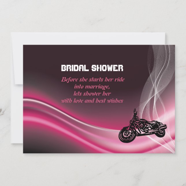 Pink road biker wedding bridal shower invitation (Front)