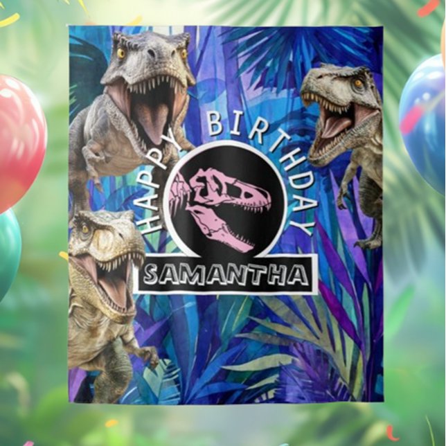 Pink  Roaring T rex Backdrop Tapestry (Transform your space with the stunning Pink Roaring T-Rex Backdrop! )