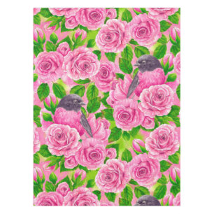 Pink Robin and roses Tablecloth