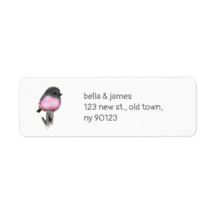 Pink Robin Bird Return Address Label