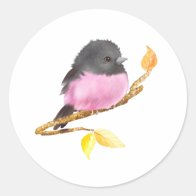 Pink Robin Bird Sticker (Front)