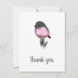 Pink Robin Bird Thank You Note Cards