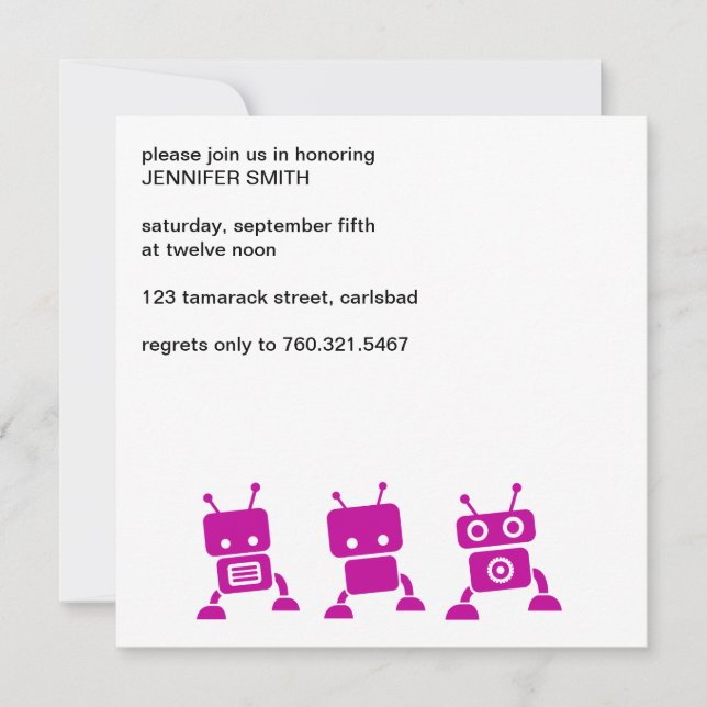 Pink Robot Baby Shower Invitation (Front)