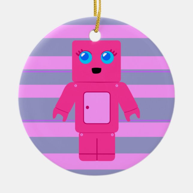 Pink Robot Ceramic Tree Decoration (Front)