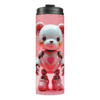 Pink Robot Teddy Bear Valentine's Tumbler