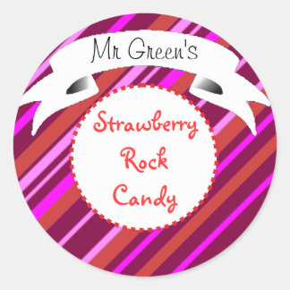 Pink rock candy striped label