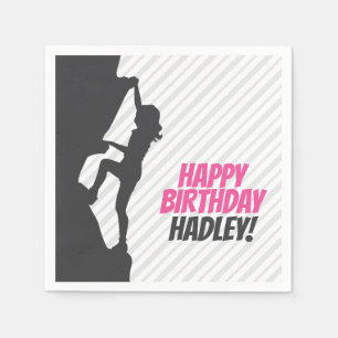 Pink Rock Climbing Birthday   Rock Climbing Custom Napkin