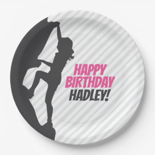 Pink Rock Climbing Birthday   Rock Climbing Custom Paper Plate