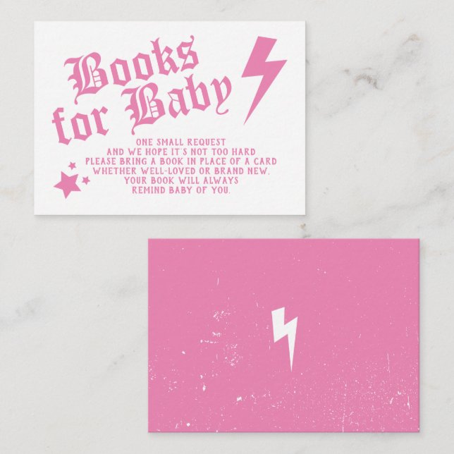 Pink Rock N Roll Baby Shower Book Request Enclosure Card (Front/Back)
