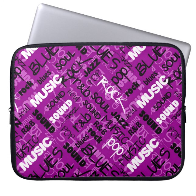 Pink Rock Pop R & B Music Text Laptop Sleeve (Front)