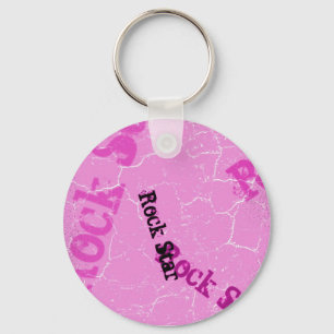 Pink Rock Star Key Ring
